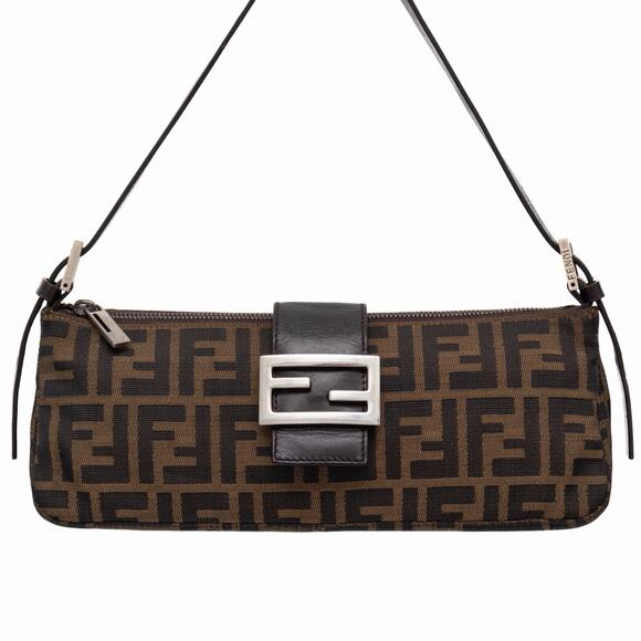 VTG FENDI Zucca FF Monogram Baguette Shoulder Bag Brown RARE - Picture 2 of 16